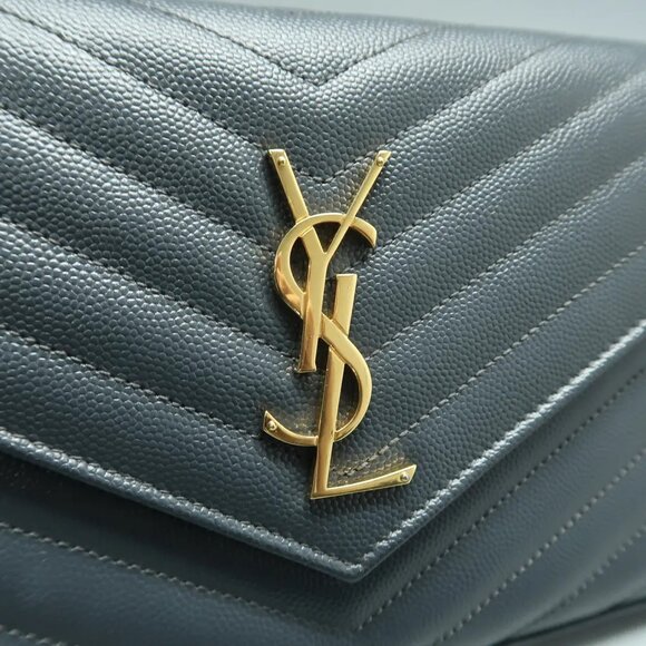 SAINT LAURENT Envelope Grey Leather Shoulder Bag 1108-011625 - Picture 7 of 12